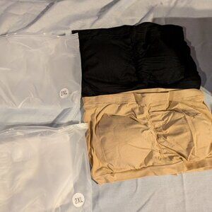 Set of 2 strapless Bandau bras, size 2X- New in Package, Beige/Black